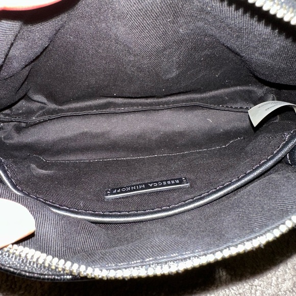 REBECCA MINKOFF LEATHER PURSE BLACK CLUTCH CROSSBODY SHOULDER BAG STUDDED - Picture 10 of 11